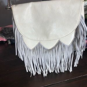 Sole Society Cream Fringe cross body Purse